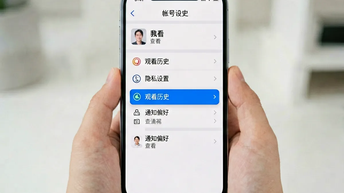 樱花视频账号设置页面展示，用户正在查看观看历史和隐私偏好选项